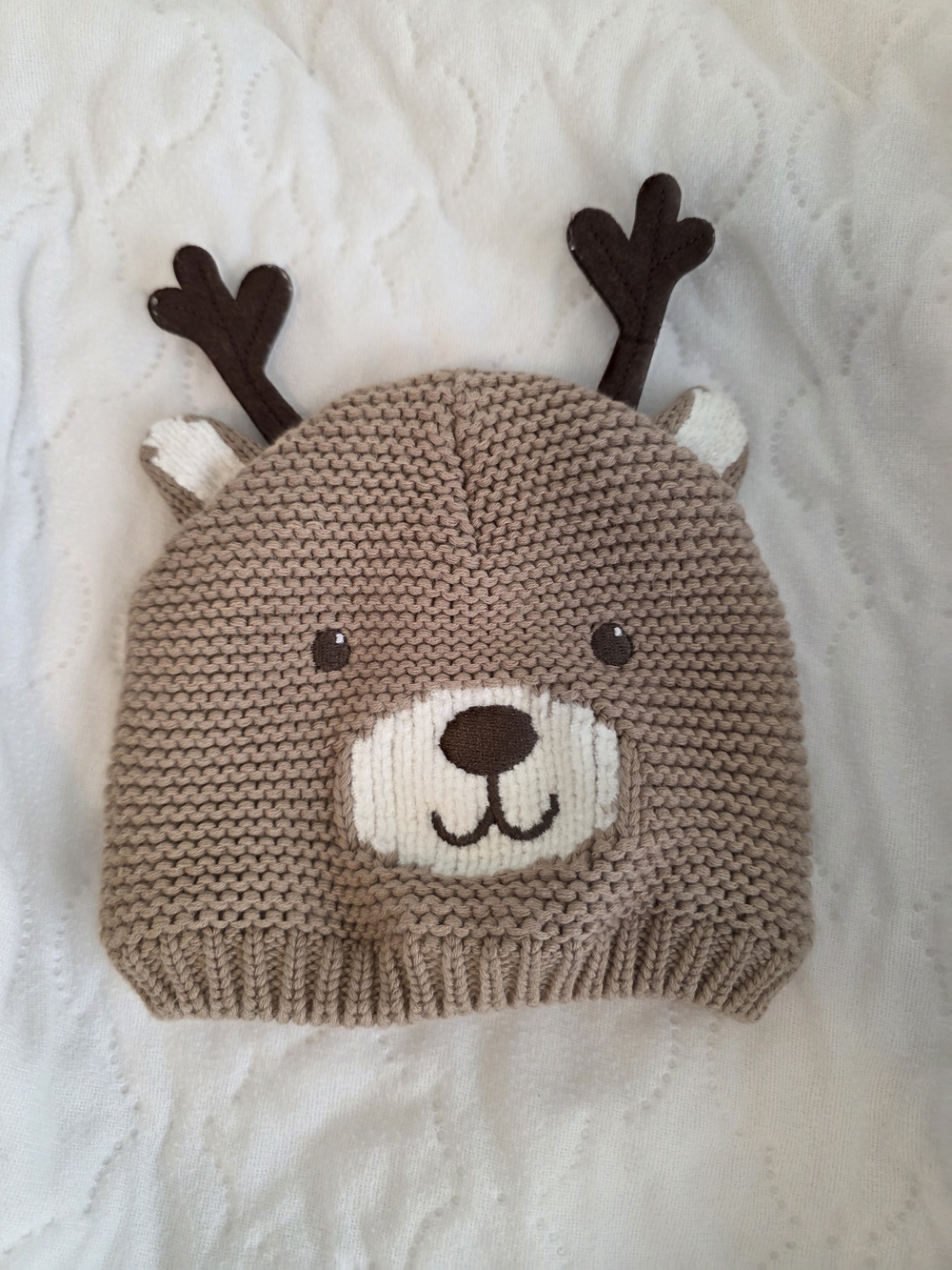 Carter's Knit Reindeer Beanie Hat in Brown and White